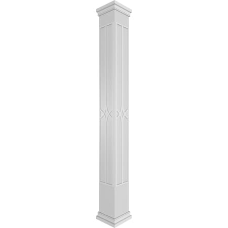 Ekena Millwork Craftsman Classic Square Non-Tapered Cedar Park Fretwork Column w/ Prairie Capital & Prairie Base CC0808ENCRPPRPR